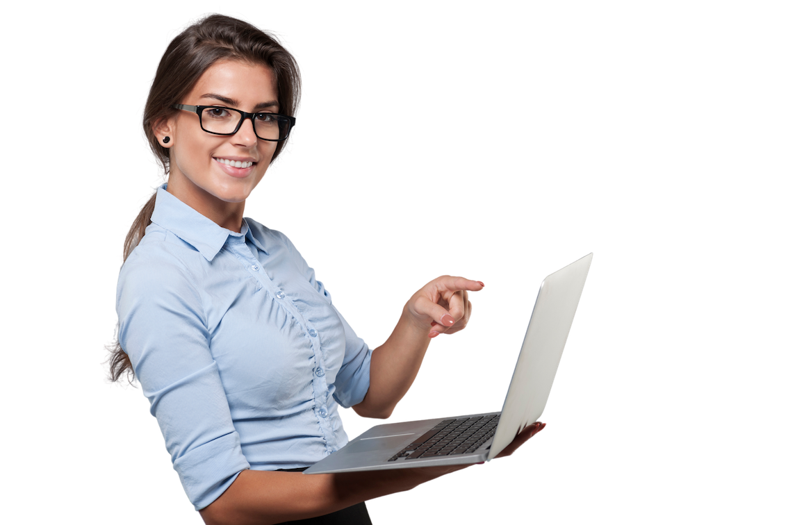 mujer computadora ventas